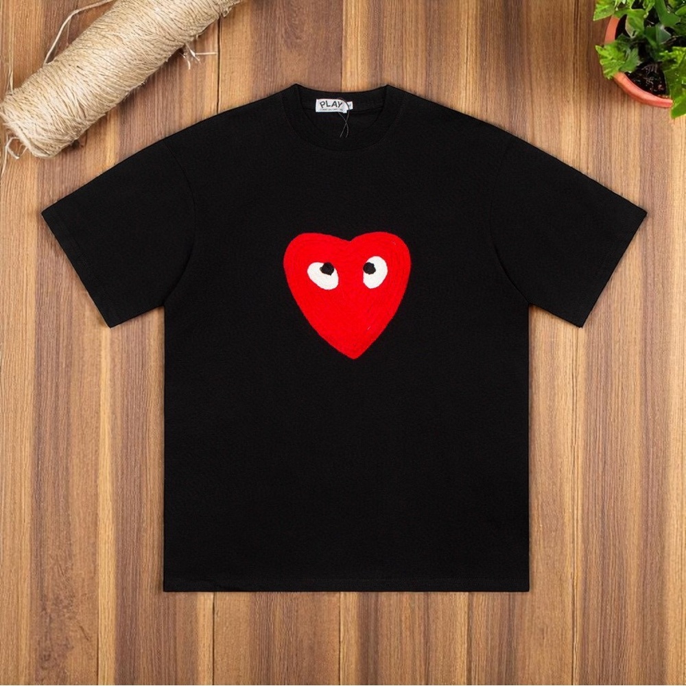 Comme des Garcons Black Red Heart Short Sleeve Tee